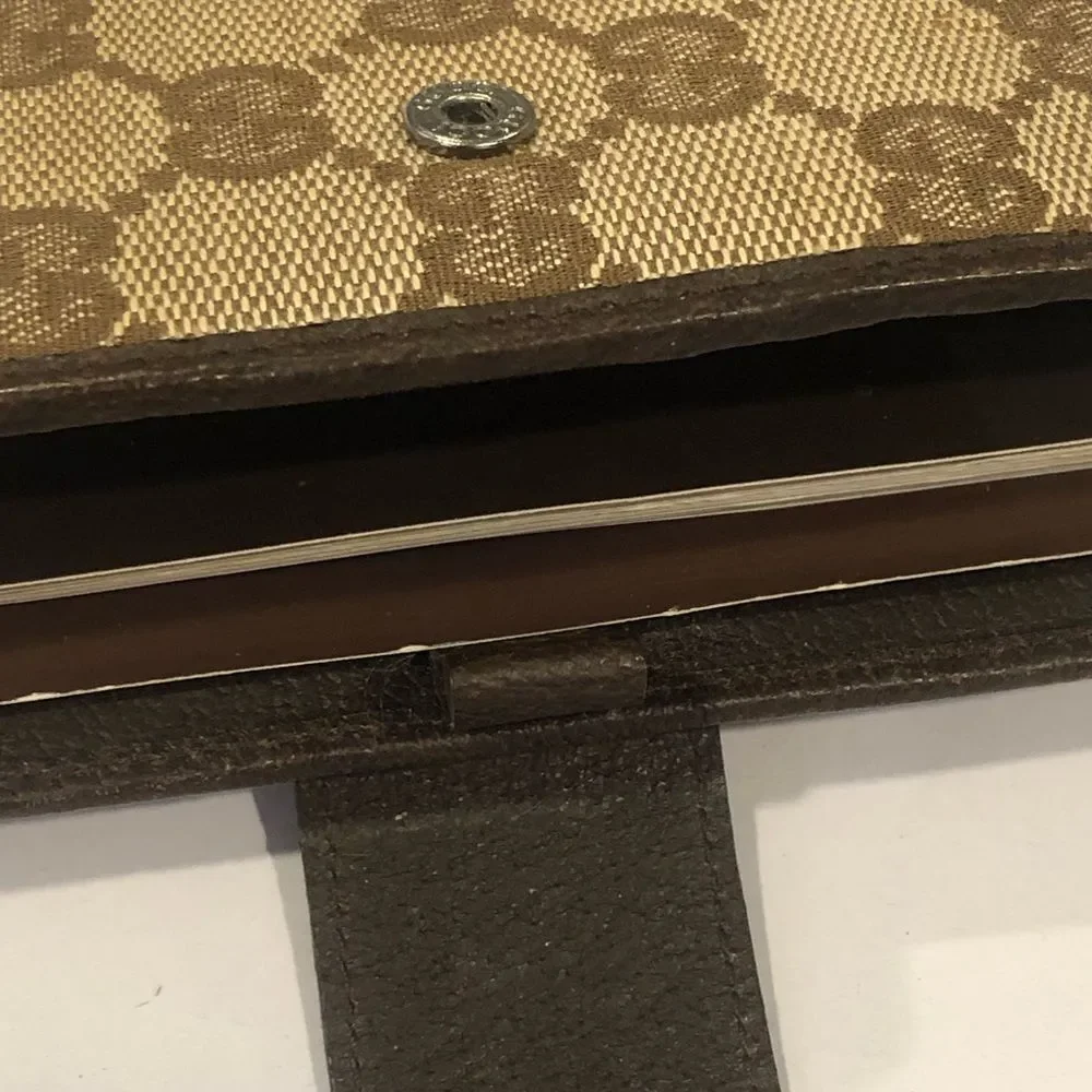 GUCCI MONOGRAM Leather Canvas Agenda Binder Passport Holder Credit Card Wallet
